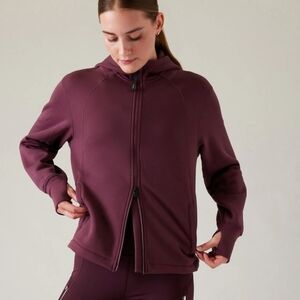 Athleta Altitude Polartec Jacket Aubergine Merlot Burgundy Scuba Size XL